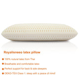 1 x RAW Customer Returns Royalisneeo 100 Talalay Natural Latex Pillow, Medium Support Bed Pillow Helps Relieve Pressure, Perfect Package Removable Cotton Cover for Back, Stomach and Side Sleepers 72 40 13cm  - RRP €63.52