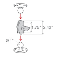 1 x RAW Customer Returns Ram-Mount RAM-B-201U-A - UNPKG RAM DBL Socket ARM B - Ball A Length - Warranty 99Y - RRP €21.18