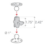 1 x RAW Customer Returns Ram-Mount RAM-B-201U-A - UNPKG RAM DBL Socket ARM B - Ball A Length - Warranty 99Y - RRP €21.18