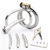 1 x RAW Customer Returns ZWFUN Stainless steel penis cage, hollow breathable belt with 3 catheters chastity cage, penis cage chastity belt, invisible locking ring, penis cage sex toy 45 mm  - RRP €31.75