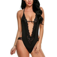 2 x Brand New HOTSO Women Lace Deep V Bodysuit, Women Sexy Bandage Lingerie Ladies Pajamas Nightdress One Piece Party Wedding V Neck Teddy - RRP €55.2