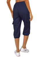 1 x RAW Customer Returns TOMEEK Capri Pants Women s Jogging Pants 3 4 Sports Pants Summer Casual Pants Sweatpants Shorts Solid Color Baggy Drawstring Waist Yoga Pants Training Pants with Side Pockets Navy Blue, S  - RRP €24.98