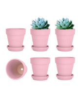 4 x Brand New vensovo 4 Pink Clay Pot for Plants with Saucer - Pack of 6 Peach Pink Small Terracotta Plant Pot with Drainage Hole, Flower Pot with Tray, Terracotta Pot for Indoor Outdoor Plants - RRP €98.56