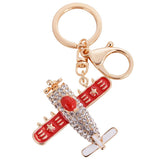 2 x Brand New Shining crown airplane rhinestones keychains for women sparkling alloy bag purse decoration pendant charm car keychain cute bag accessories red  - RRP €55.2