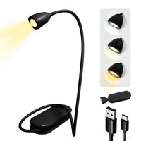 1 x Brand New KZOBYD LED Neck Reading Lamp, USB Rechargeable Book Lamp, 360 Flexible Neck Light, Table Lamp with Bendable Arms, 3 Colors and 3 Brightness Levels Mini Flashlight Black  - RRP €20.4