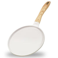 1 x RAW Customer Returns JEETEE Crepe Pan 28cm, Granite Non-Stick Coating Pancake Pan, Bakelite Handle, Compatible with All Stoves and Induction Cookers, PFOA Free, Beige - RRP €30.99