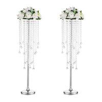 1 x Brand New Tall Vases Wedding Centerpieces for Tables - 2 Pieces Silver Flower Vase with Chandelier Crystal Topper Table Decoration Inweder 55cm Tall Metal Flower Stand for Wedding Parties at Home - RRP €20.4