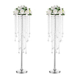 1 x Brand New Tall Vases Wedding Centerpieces for Tables - 2 Pieces Silver Flower Vase with Chandelier Crystal Topper Table Decoration Inweder 55cm Tall Metal Flower Stand for Wedding Parties at Home - RRP €20.4