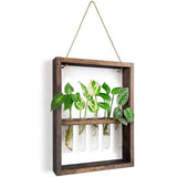 5 x Brand New Erpmlyo Wall Mounted Hanging Plants Test Tube Flower Bud Glass Terrarium Wooden Frame for Home Garden Wedding Decoration - RRP €102.0