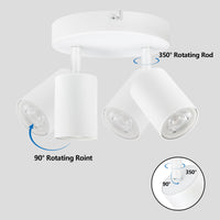 1 x RAW Customer Returns BOYIR Ceiling Spotlight LED White Ceiling Spotlight 2 Flames Swiveling 350 Ceiling Lights Round Kitchen Lamp Ceiling Light GU10 Ceiling Lamp Spots Ceiling Light for Bedroom, Without Bulb - RRP €21.17