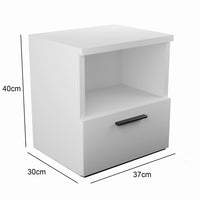 1 x RAW Customer Returns Home Glow Bedside Tables from Detto, Chests of Drawers, Bedroom Cabinets, 1 Drawer, Coffee Table with Shelf, White. Size L37 x H40 x D30 cm - RRP €39.55