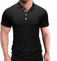 1 x Brand New Men s Polo Shirts Short Sleeve Men s Short Sleeve Breathable Summer Slim Fit Men s Shirts Short Sleeve Casual Shirt Golf T-Shirt Black M - RRP €27.6