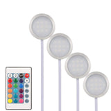 1 x RAW Customer Returns Lixada 4PCS RGB LED Cabinet Light Kit with Remote Control for Bookcase Closet, Slim Round Shape Under Cabinet Light Color Changing Dimmable Brightness Adjustable. - RRP €29.99