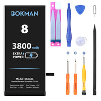 1 x RAW Customer Returns bokman Battery for iPhone 8, High Capacity Li-ion Polymer Battery 3800 mAh with all tool sets and adhesive strips - RRP €18.54