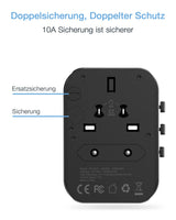 1 x RAW Customer Returns Travel adapter worldwide, TESSAN universal socket adapter travel plug with 4USB and 1AC socket, travel plug for Germany USA England Thailand Italy Australia International power adapter - RRP €20.64