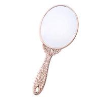 1 x RAW Customer Returns minkissy Vintage Hand Mirror Oval Shape Glass Mirror Portable Cosmetic Mirror with Handle for Women Rose Gold  - RRP €9.67