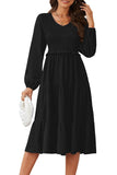 1 x RAW Customer Returns II ININ autumn dress women s dress long sleeve smocked dress elegant for autumn black - RRP €21.17