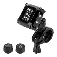 1 x RAW Customer Returns Jansite Motorcycle TPMS Wireles Tire Pressure Monitoring System with 2 External Sensors LCD Display Car Alarm System Anti-Off Waterproof - RRP €32.99