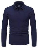 1 x RAW Customer Returns HMIYA Long Sleeve Men s Cotton Polo Shirt Long Sleeve Sweatshirt V-Neck Casual T-Shirts Navy, XL  - RRP €25.7