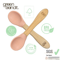 6 x Brand New green bandit Bamboo Baby Toddler Bamboo Spoon Set BPA-free Silicone Soft-Tip 2 Spoons Coral  - RRP €60.42