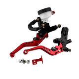 1 x RAW Customer Returns Aiuphing Motorcycle Clutch Brake Lever, 7 8 22mm Adjustable Horn Clutch with Hydraulic Pump, Universal CNC Aluminum Handlebar Brake, for Honda Suzuki Kawasaki Yamaha D10 Red  - RRP €24.0