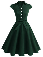 1 x RAW Customer Returns Wedtrend Vintage Dress V Neckline 1950s Cocktail Rockabilly Women Party Dress WTP10007-2ForestGreen-XLarge - RRP €42.99