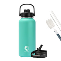 1 x RAW Customer Returns Fjbottle Stainless Steel Drinking Bottle with Straw 950ML 1200ML BPA-Free Leak-Proof Water Bottle - Sports Bicycle Thermo Bottle Thermos for Sparkling Water, School, Fitness - RRP €19.99