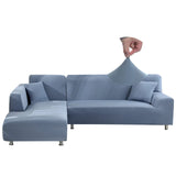 1 x RAW Customer Returns Jaotto 2 Piece Stretch Corner Sofa Cover, L-Shaped Elastic Couch Slipcover, Universal Washable Sofa Cover, Couch Cover 2 Seater 3 Seater, Grey Blue  - RRP €57.99