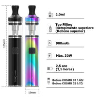 1 x RAW Customer Returns VAPTIO Vape Tyro Nano Kit 900mAh 30W Simple Kit with 2.0ml Tank, All in One Starter Kit with Cosmo Coil 1.6ohm, no E-Liquid no Nicotine Nano Black  - RRP €18.47