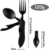 1 x RAW Customer Returns Lohill 4-in-1 camping utensils, outdoor knife set, camping cutlery, camping utensils, portable stainless steel spoon, folding cutlery, outdoor cutlery made of stainless steel, knife, fork, spoon, bottle opener set - RRP €14.99