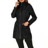 1 x RAW Customer Returns SotRong Women s Lightweight Raincoat Windbreaker Windproof Outdoor Active Jacket Waterproof Long Hooded Poncho for Walking Camping Black, S  - RRP €30.99