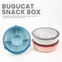 1 x RAW Customer Returns Bugucat Snack plate with 5 compartments, snack bowl with transparent lid, plastic snack box, fruit plate made of plastic, reusable, durable for nuts, desserts blue, pink, green  - RRP €20.16