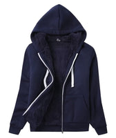 1 x RAW Customer Returns SwissWell fleece jacket women s hoodie with hood sweat jacket warm basic hooded jacket with zipper casual hoodie plush jacket women s winter jacket for women navy blue - RRP €41.99