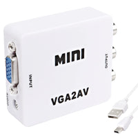 1 x RAW Customer Returns XMSJSIY VGA to AV RCA Composite Converter Adapter Box with USB Power Cable HD 1080P Audio Video Converter PC to TV Set Top Box - RRP €13.0