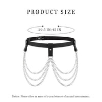 1 x Brand New Ushiny Punk Lesther Waist Chain Belt Black Gothic Body Waist Belt Layered Body Jewelery for Cosplay Party Rave Halloween Costume, Black, M - RRP €27.6