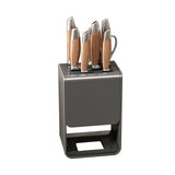 1 x RAW Customer Returns Kytpyi knife block without knives, knife stand, rust-preventing knife stand made of metal with drain tray, breathable multifunctional knife block for knives, scissors, sharpening rod gray  - RRP €20.63