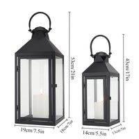 1 x RAW Customer Returns JHY DESIGN Set of 2 Decorative Lanterns 44.5 cm 24 cm High Lanterns Outdoor Black Candle Lanterns Large Hanging Lantern for Indoor Events Parity Weddings Vintage Style Decorative Black  - RRP €65.53