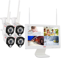 1 x RAW Customer Returns Tonton 2K outdoor surveillance camera set with monitor, 10CH 5MP 16 inch NVR recorder screen, 4 3MP WiFi cameras, PIR AI person detection, intercom function, 30M color leniency, work with Alexa, 1TB - RRP €449.99