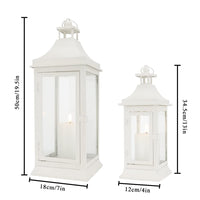 1 x RAW Customer Returns JHY DESIGN Set of 2 Outdoor Candle Lanterns 50cm 33cm Tall Vintage Hanging Tower Lantern Metal Candle Holder for Garden Living Room Indoor Outdoor Parties Weddings Balcony White  - RRP €75.62