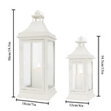 1 x RAW Customer Returns JHY DESIGN Set of 2 Outdoor Candle Lanterns 50cm 33cm Tall Vintage Hanging Tower Lantern Metal Candle Holder for Garden Living Room Indoor Outdoor Parties Weddings Balcony White  - RRP €75.62