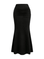 1 x RAW Customer Returns GORGLITTER Women s Fishtail Skirt Long Elegant Midi Skirt Summer Skirts Tight Skirt with Pleated Look Black XL - RRP €30.24