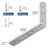 1 x RAW Customer Returns Angle connector, 90 degree stainless steel angle brackets long 125 x 75 x 3 mm thick with screw for furniture table chair bookcase cabinets wall mounting attachment 4 pieces  - RRP €10.07