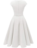 1 x RAW Customer Returns DRESSTELLS Women s Elegant Mother of the Bride Dresses Wedding Dresses Audrey Hepburn Dress Women s Elegant Wedding Cocktail Dress White L - RRP €40.54