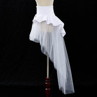 1 x RAW Customer Returns BPURB Steampunk Victorian Ruffle Tulle Skirt for Women Waist Belt Corset Pirate Petticoat Cosplay Halloween, White-1, XXL - RRP €35.99