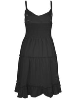 1 x RAW Customer Returns FANCYINN Women s V-Neck Spaghetti Strap Backless Sleeveless Floral Dress Ruffle Loose Swing Casual Dress Black XL - RRP €35.2