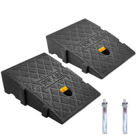 1 x RAW Customer Returns Curb ramps, made of robust plastic, 2 pieces portable ramp wheelchair threshold ramp for driveway, sidewalk, motorcycle, scooter, cars, with 2 expansion bolts black - 27 x 25 x 7 cm  - RRP €29.62