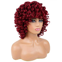 1 x RAW Customer Returns PORSMEER Afro Wig Women s Synthetic Large Curly Wig with Bangs Natural Hair for Women Men Short Bob Wigs Red for Halloween Cosplay Film Costume Wig - RRP €21.95