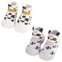 1 x RAW Customer Returns FedMois 2 Pack Baby Socks Slippers Anti-Slip Crawling Shoes First Walker Shoes, Cow and Panda, 18 Months - RRP €60.0