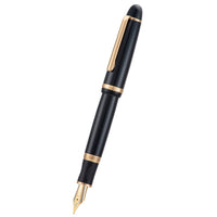 1 x RAW Customer Returns Jinhao X850 Fountain Pen, Curved Nib, Black with Gold Clip, Metal Writing Pen - RRP €17.14