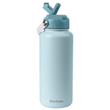 1 x RAW Customer Returns Blackube stainless steel drinking bottle with straw 1000ml thermos flask - BPA-free, leak-proof, large metal drinking bottle for sports, school, fitness, outdoor, camping - sky blue - RRP €29.23